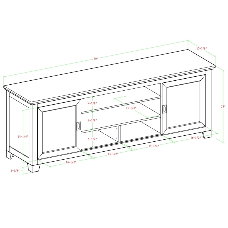Pemberly Row Traditional Wood Sliding Door TV Console for TVs up to 70
