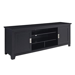 Pemberly Row Traditional Wood Sliding Door TV Console for TVs up to 70&quot in Black