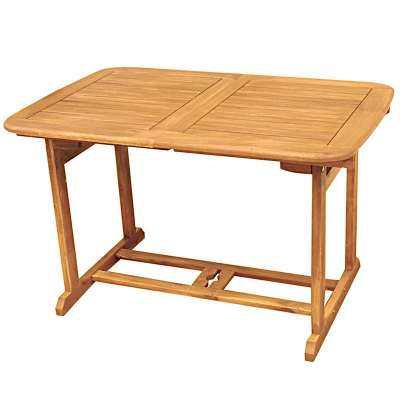 Pemberly Row Acacia Wood Patio Dining Table in Brown