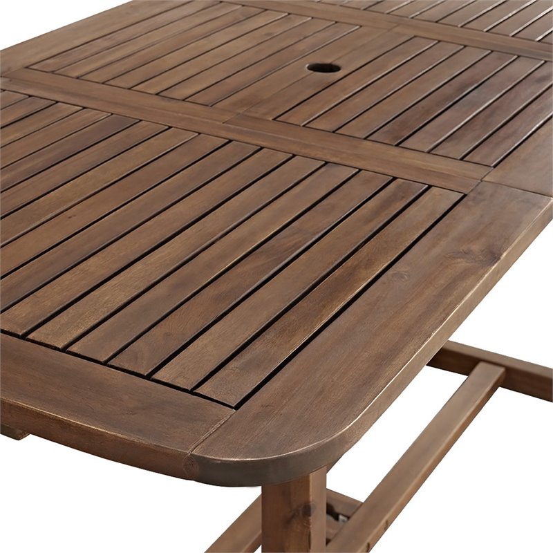 Pemberly Row Acacia Wood Patio Dining Table in Dark Brown