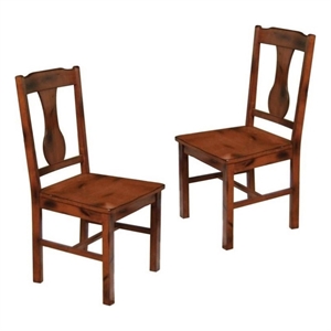 Pemberly Row 39&quotH Farmhouse Solid Wood Dining Chair in Dark Oak (Set of 2)