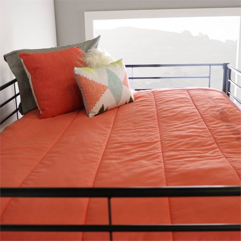 Pemberly Row Modern Steel Metal Full over Loft Bunk Bed in Black