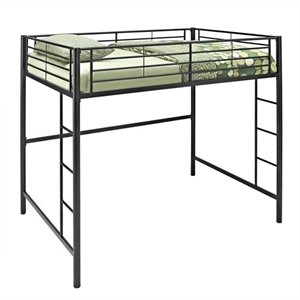 pemberly row contemporary sturdy metal loft bunk bed in black