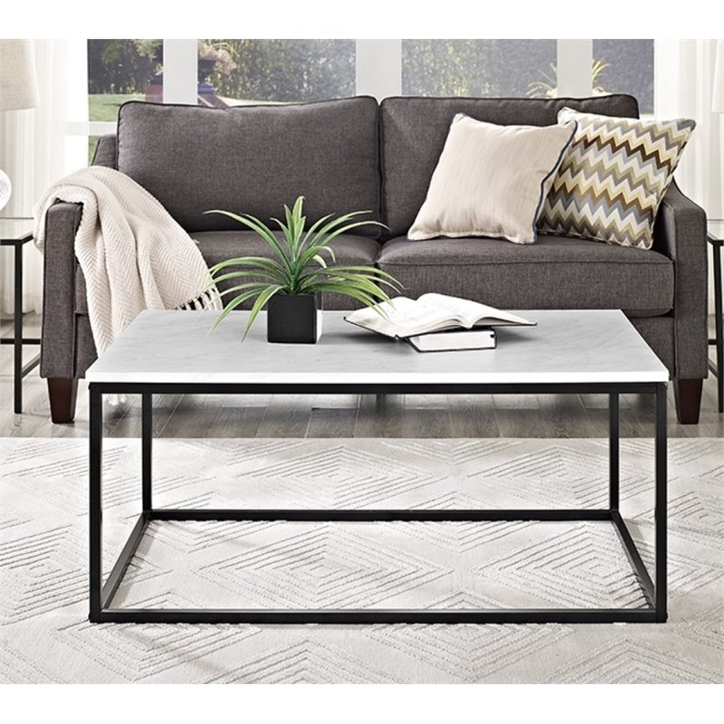 Pemberly Row Open Box Coffee Table in Marble