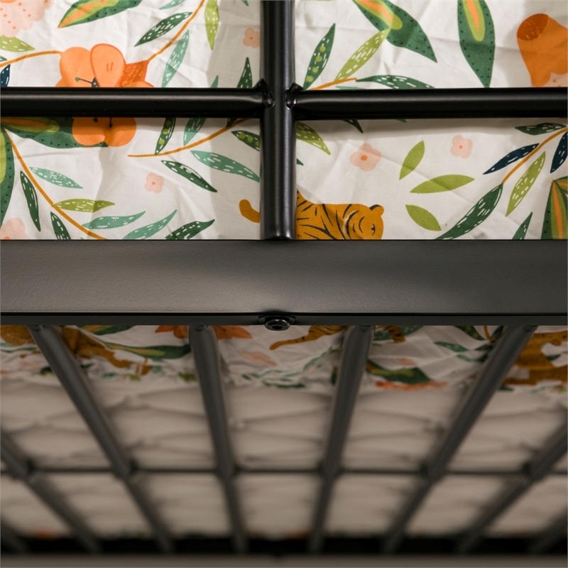 Pemberly Row Modern Steel Metal Twin Size Loft Bunk Bed in Black