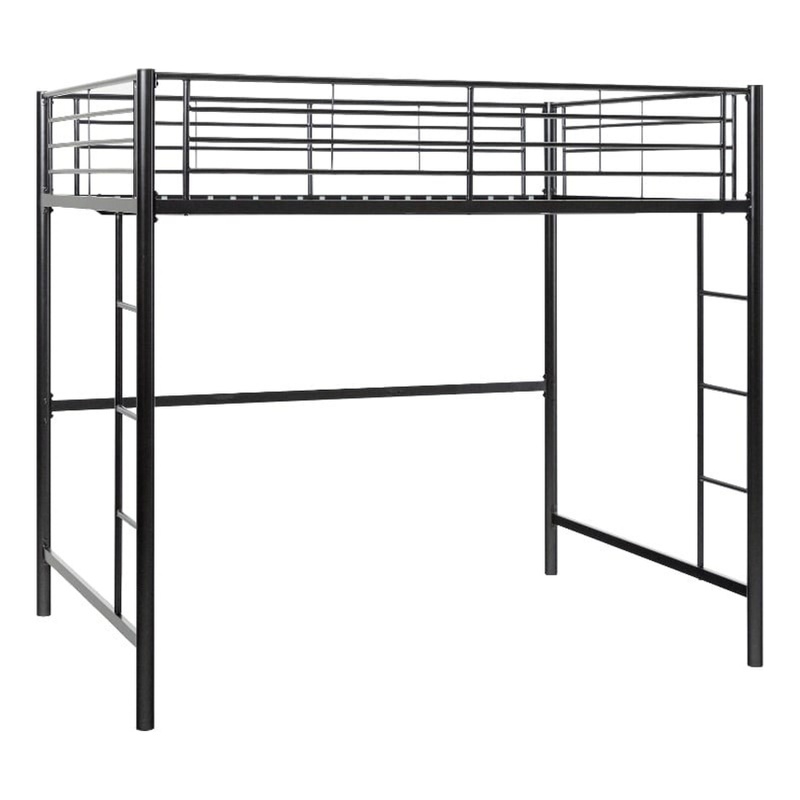 Pemberly Row Modern Steel Metal Twin Size Loft Bunk Bed in Black