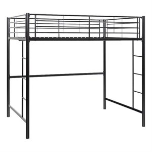 Pemberly Row Modern Steel Metal Twin Size Loft Bunk Bed in Black
