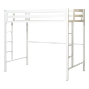 Pemberly Row Transitional Steel Metal Twin Loft Bed in White