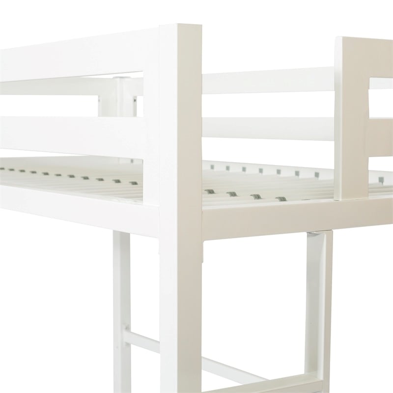 Pemberly Row Transitional Steel Metal Twin Loft Bed in White