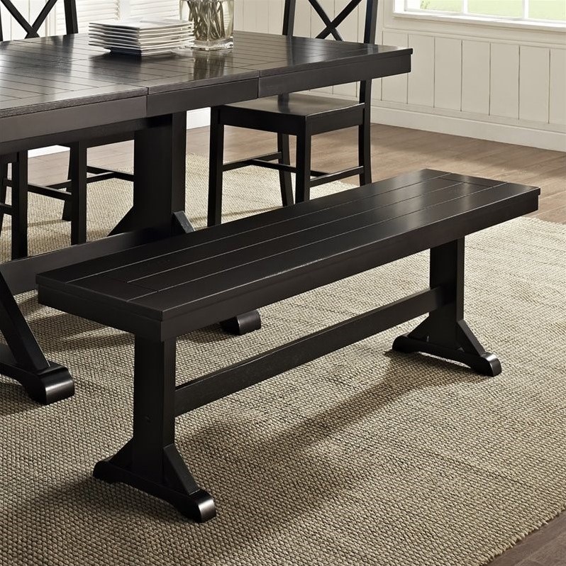 Pemberly Row Wood Dining Bench in Antique Black