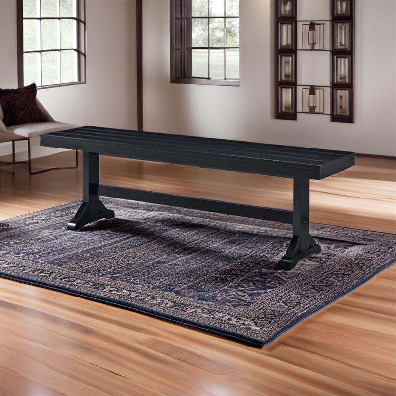 Pemberly Row Wood Dining Bench in Antique Black