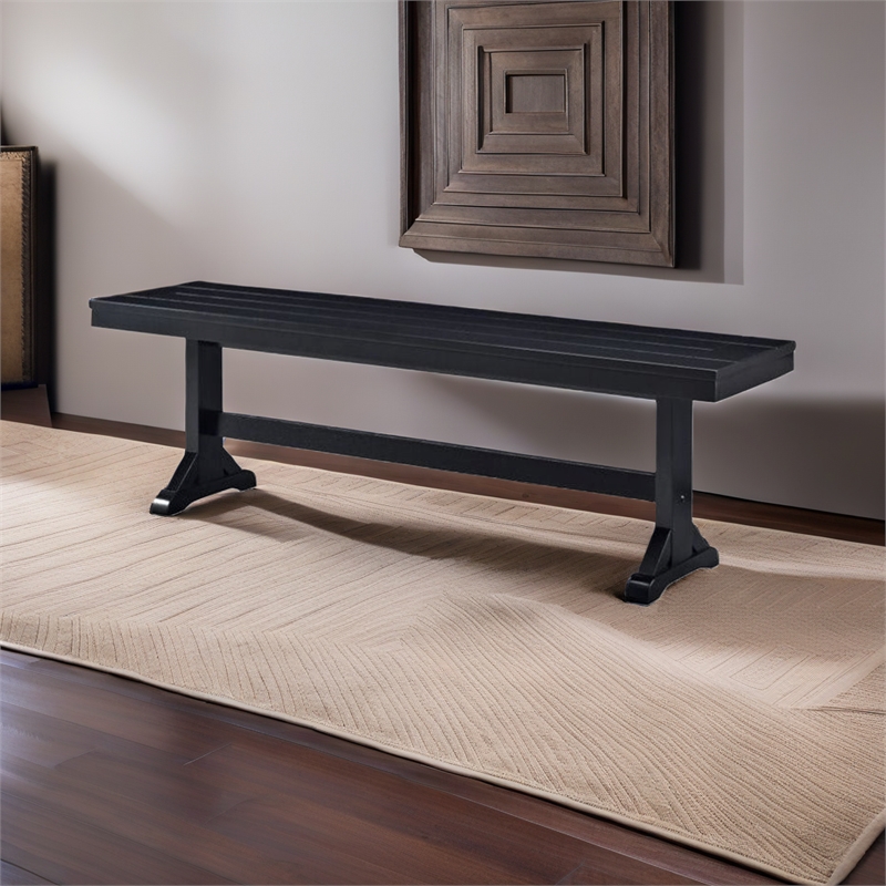 Pemberly Row Wood Dining Bench in Antique Black