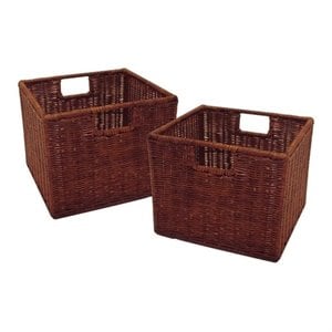 pemberly row 2 small wired baskets in antique walnut