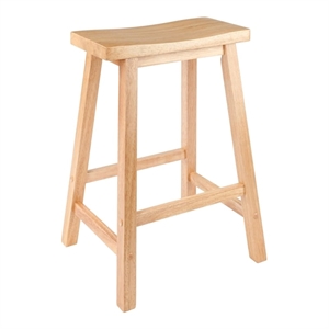 Pemberly Row 24&quot Saddle Seat Transitional Solid Wood Counter Stool in Natural