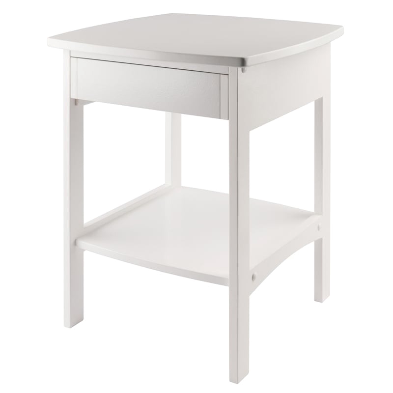 Pemberly Row Transitional Solid Wood End Table with Drawer in White