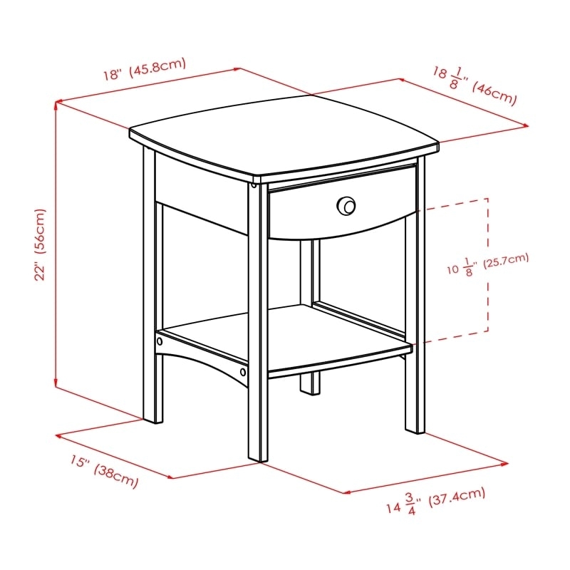 Pemberly Row Transitional Solid Wood End Table with Drawer in White