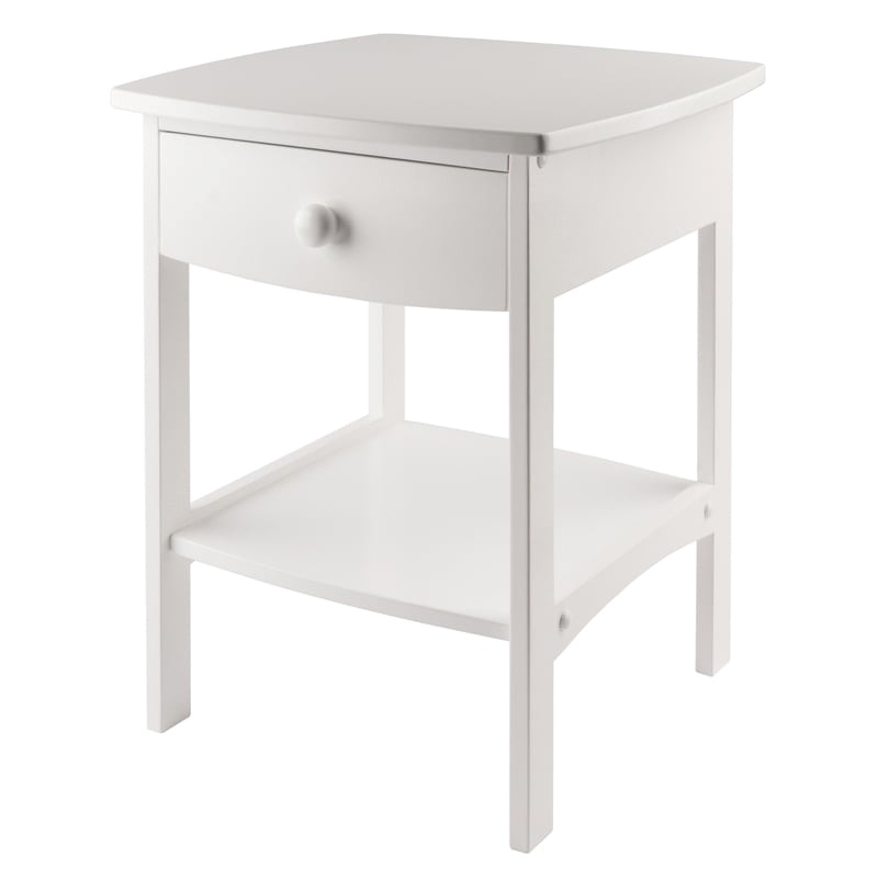Pemberly Row Transitional Solid Wood End Table with Drawer in White