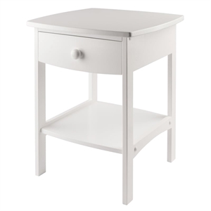 Pemberly Row Transitional Solid Wood End Table with Drawer in White