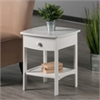 Pemberly Row Transitional Solid Wood End Table with Drawer in White