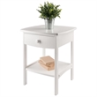Pemberly Row Transitional Solid Wood End Table with Drawer in White