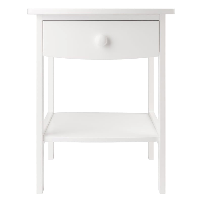 Pemberly Row Transitional Solid Wood End Table with Drawer in White