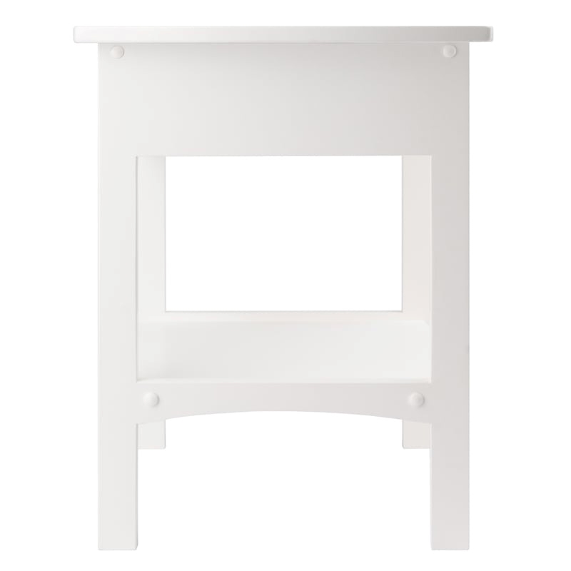 Pemberly Row Transitional Solid Wood End Table with Drawer in White