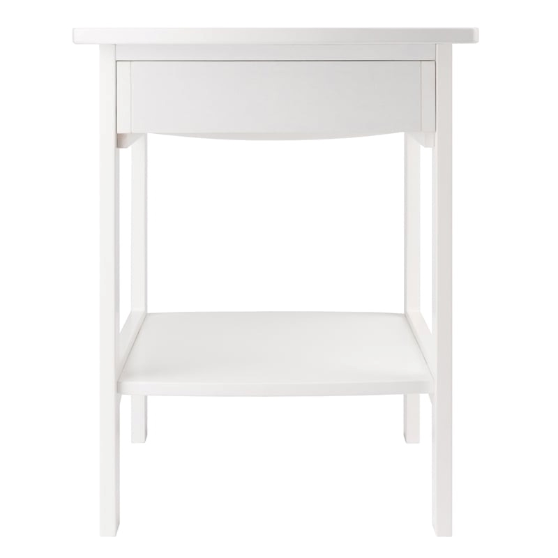 Pemberly Row Transitional Solid Wood End Table with Drawer in White