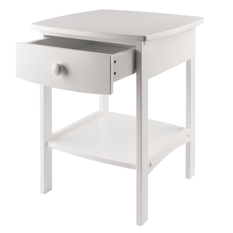 Pemberly Row Transitional Solid Wood End Table with Drawer in White