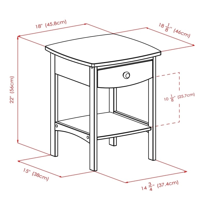Pemberly Row Transitional Solid Wood Nightstand with Drawer in Natural