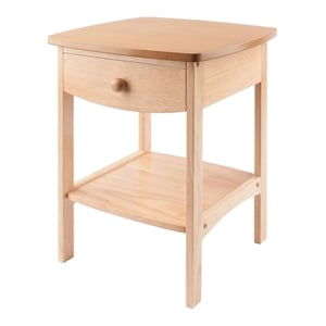 Pemberly Row Transitional Solid Wood Nightstand with Drawer in Natural