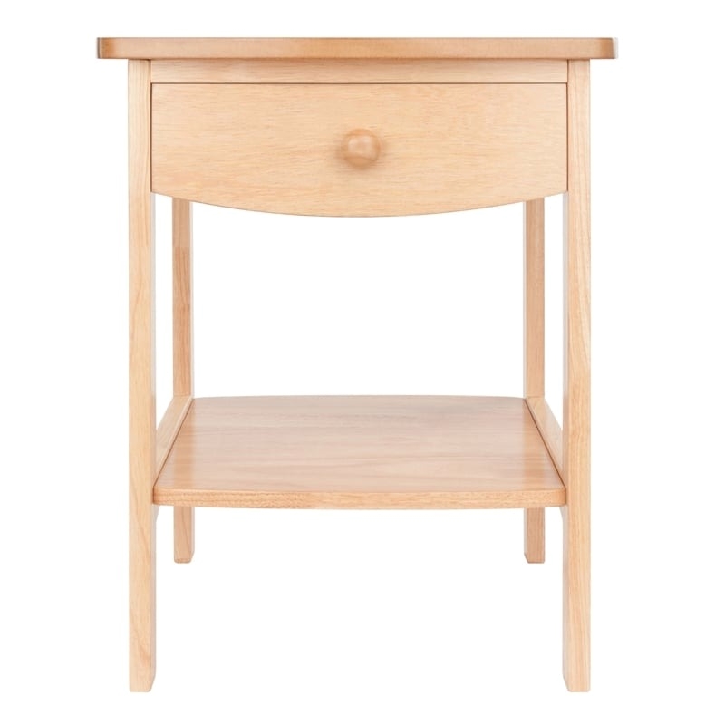 Pemberly Row Transitional Solid Wood Nightstand with Drawer in Natural
