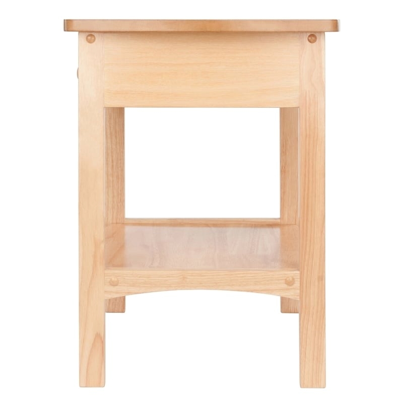 Pemberly Row Transitional Solid Wood Nightstand with Drawer in Natural