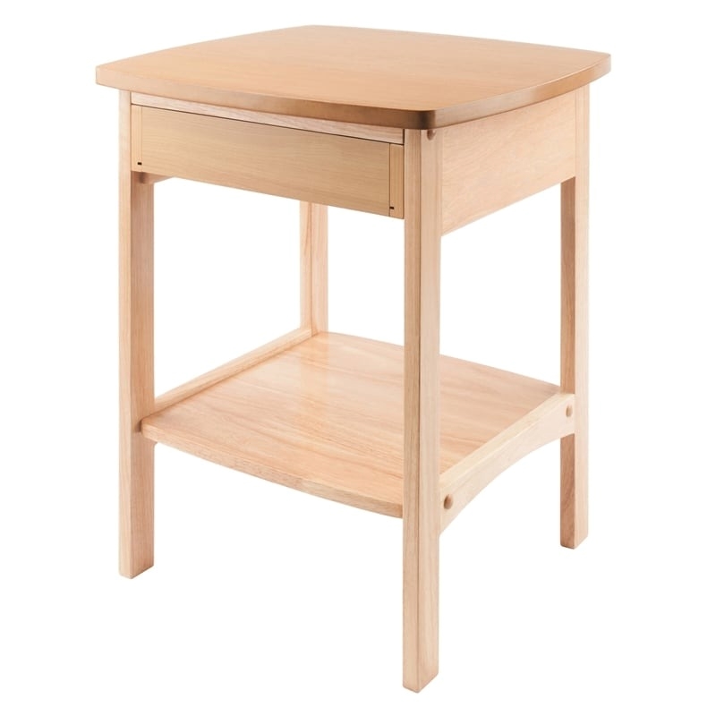 Pemberly Row Transitional Solid Wood Nightstand with Drawer in Natural