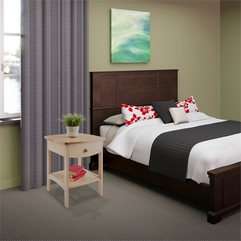 Pemberly Row Transitional Solid Wood Nightstand with Drawer in Natural