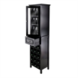 Pemberly Row Transitional Composite Wood/Glass Wine Rack in Black
