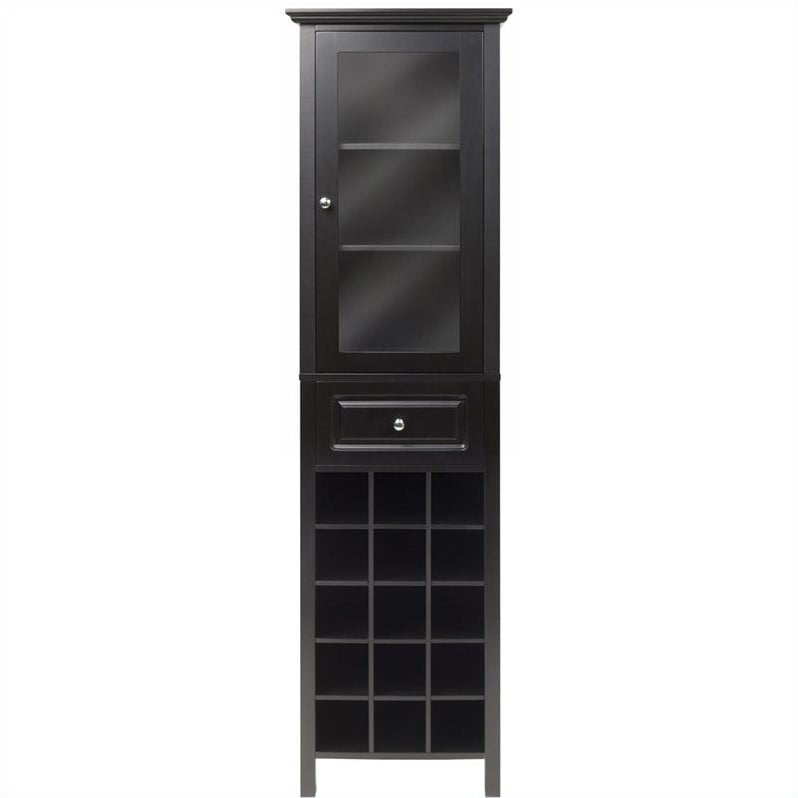 Pemberly Row Transitional Composite Wood/Glass Wine Rack in Black