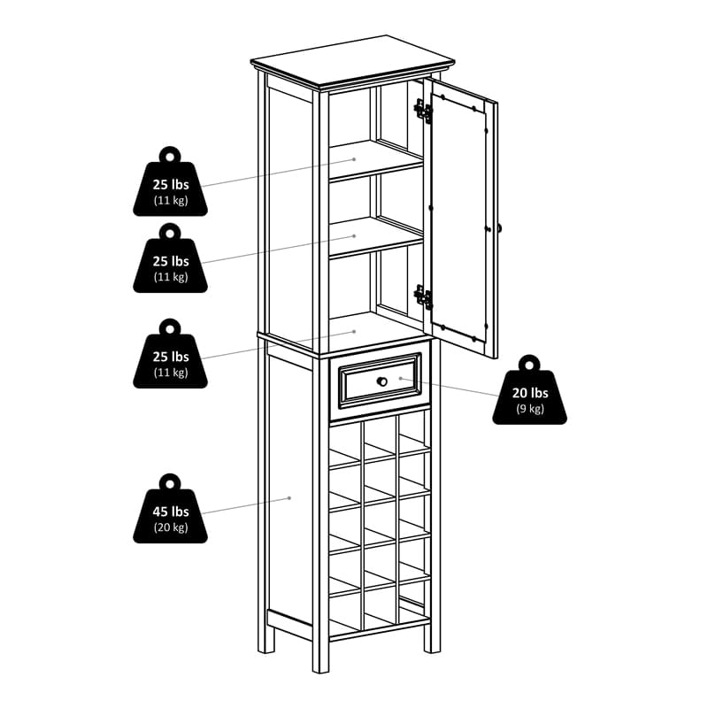 Pemberly Row Transitional Composite Wood/Glass Wine Rack in Black