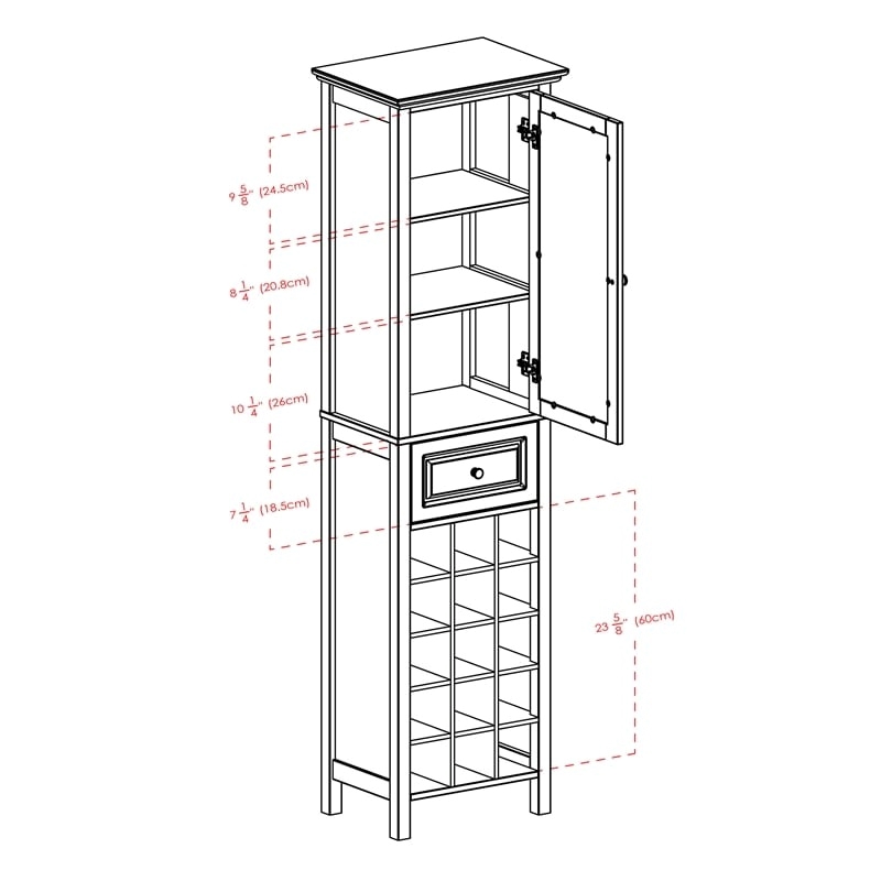 Pemberly Row Transitional Composite Wood/Glass Wine Rack in Black