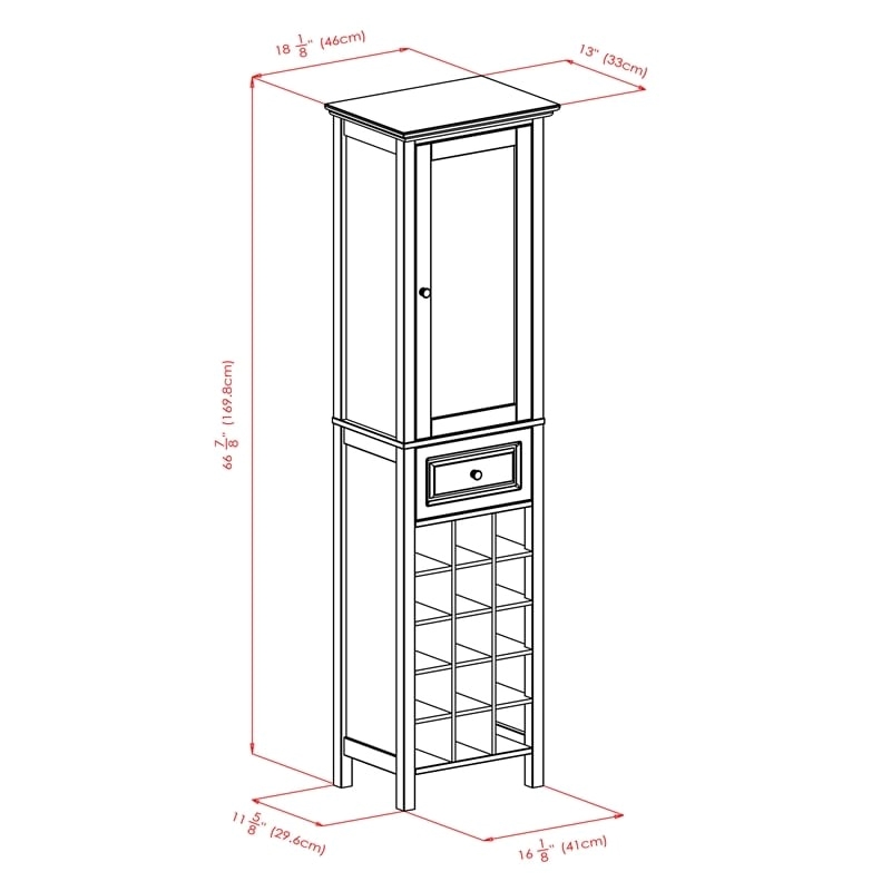 Pemberly Row Transitional Composite Wood/Glass Wine Rack in Black