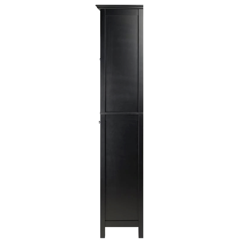 Pemberly Row Transitional Composite Wood/Glass Wine Rack in Black