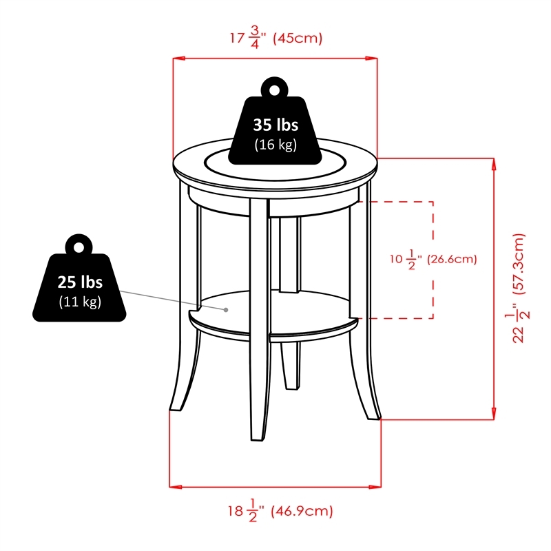 Pemberly Row Transitional Solid Wood End Table with Glass Top in Espresso