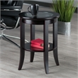 Pemberly Row Transitional Solid Wood End Table with Glass Top in Espresso