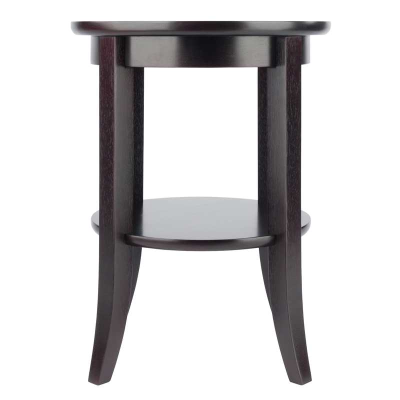 Pemberly Row Transitional Solid Wood End Table with Glass Top in Espresso