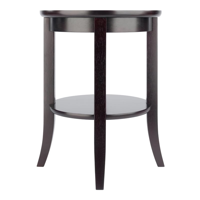 Pemberly Row Transitional Solid Wood End Table with Glass Top in Espresso