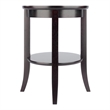 Pemberly Row Transitional Solid Wood End Table with Glass Top in Espresso