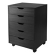 Pemberly Row Modern Wood Storage Cabinet with 5 Drawers in Black