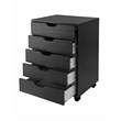 Pemberly Row Modern Wood Storage Cabinet with 5 Drawers in Black