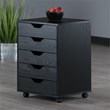Pemberly Row Modern Wood Storage Cabinet with 5 Drawers in Black