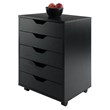 Pemberly Row Modern Wood Storage Cabinet with 5 Drawers in Black