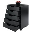 Pemberly Row Modern Wood Storage Cabinet with 5 Drawers in Black